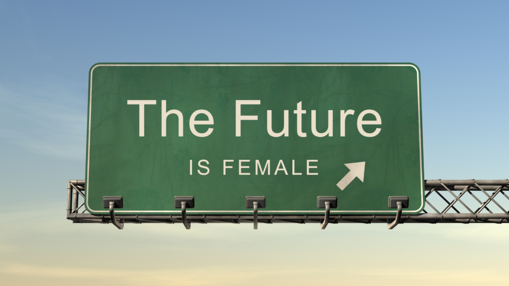 traffic sign "the future is female" for women's leadership programs